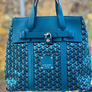 Rare Teal Canvas Henri Bendel Jetsetter Backpack